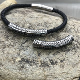 4mm Hole Stainless Steel Tube Charms Beads Crystal Bent Beads