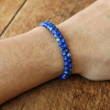 Lapis Lazuli Braided Bracelet Double Layer Beaded Charm Jewelry