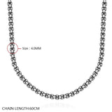 4mm Link Chain Necklace Punk Jewelry Europe Style Soul Stainless Steel Bijoux
