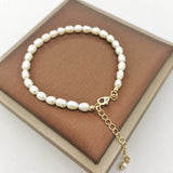 4mm Freshwater Pearl Bracelet 14K Filled Adjustable Chain Tiny Bangles