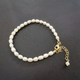 4mm Freshwater Pearl Bracelet 14K Filled Adjustable Chain Tiny Bangles