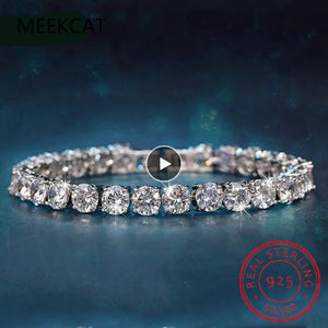 4mm Moissanite Tennis Bracelet 925 Sterling Silver Gemstone Bangle