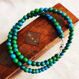 4mm Chrysocolla Turquoise Beads Necklace 18 inches Emotional Chain Blessing