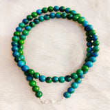 4mm Chrysocolla Turquoise Beads Necklace 18 inches Emotional Chain Blessing