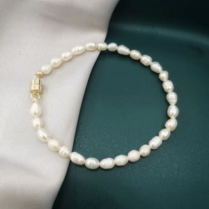 4mm Freshwater Pearl Bracelet 14K Magnet Clasp Barouque Tiny for Women