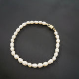4mm Freshwater Pearl Bracelet 14K Magnet Clasp Barouque Tiny for Women