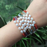 4mm Natural Gemstone Bracelet Small Pearl Beaded Adjustable Braided Bracelets