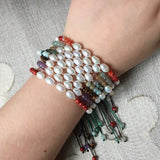 4mm Natural Gemstone Bracelet Small Pearl Beaded Adjustable Braided Bracelets