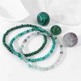 4mm Natural Healing Stone Beaded Bracelet Set with Raw Rough Stone Ornament