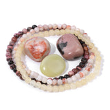 4mm Natural Healing Stone Beaded Bracelet Set with Raw Rough Stone Ornament