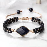 4mm Natural Orchid Stone Beaded Bracelet Vintage Charm Pendant Braided Bangles