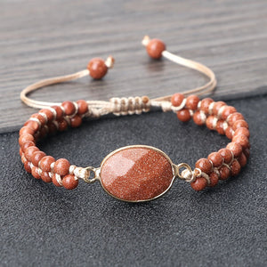 4mm Natural Orchid Stone Beaded Bracelet Vintage Charm Pendant Braided Bangles