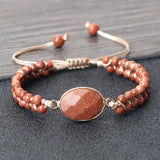 4mm Natural Orchid Stone Beaded Bracelet Vintage Charm Pendant Braided Bangles