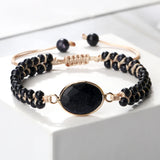 4mm Natural Orchid Stone Beaded Bracelet Vintage Charm Pendant Braided Bangles