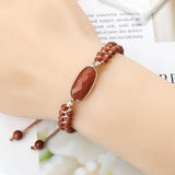 4mm Natural Orchid Stone Beaded Bracelet Vintage Charm Pendant Braided Bangles
