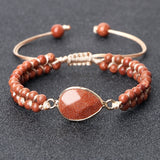 4mm Natural Orchid Stone Beaded Bracelet Vintage Charm Pendant Braided Bangles