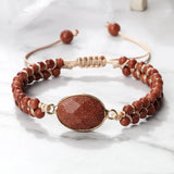 4mm Natural Orchid Stone Beaded Bracelet Vintage Charm Pendant Braided Bangles