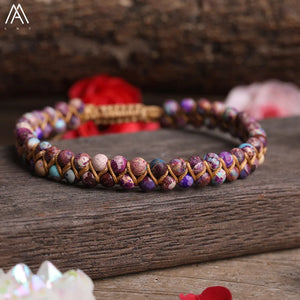 4mm Fluorite Turquoise Ocean Jasper Braided Bracelet