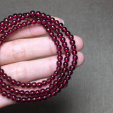 4mm Red Garnet Bracelet for Women Men - AAAAA Quality
