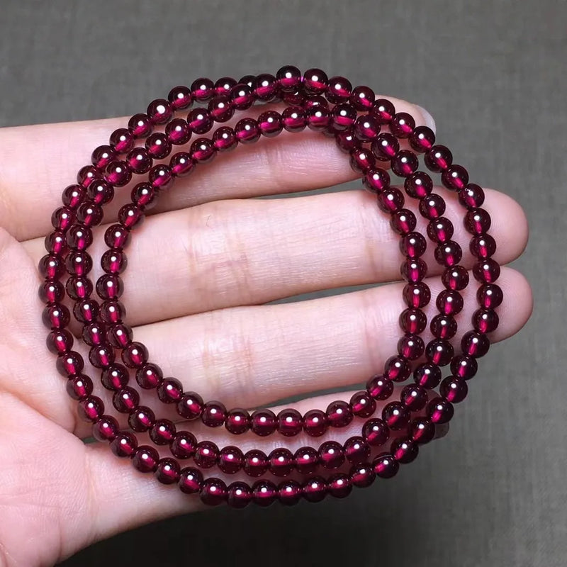 4mm Red Garnet Bracelet for Women Men - AAAAA Quality