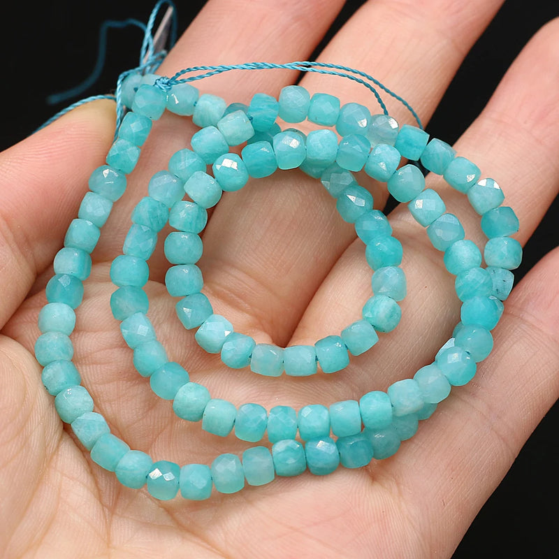 4mm Amazonites Beads Faceted Cube for Jewelry Making
