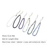 4mm Beaded Anklet Stainless Steel Clasp Women's Beach Jewel