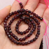 4mm Garnet Cube Beads Irregular Faceted Loose Bead for DIY Jewelry Making