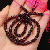 4mm Garnet Cube Beads Irregular Faceted Loose Bead for DIY Jewelry Making