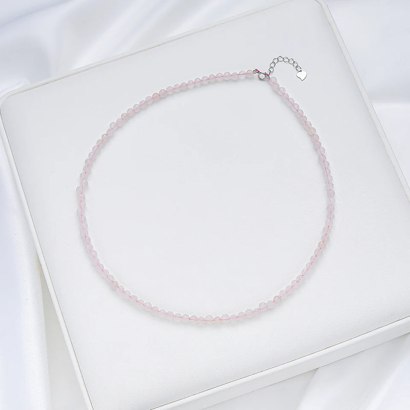 4mm Tourmaline Handwork Necklace 925 Silver Amethyst Choker