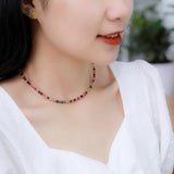 4mm Tourmaline Handwork Necklace 925 Silver Amethyst Choker