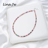 4mm Tourmaline Handwork Necklace 925 Silver Amethyst Choker