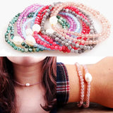 4mm Natural Stone Bead Choker Necklace Bracelet Set