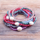 4mm Natural Stone Bead Choker Necklace Bracelet Set