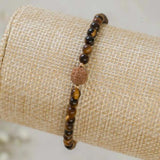 Tiger's Eye Rudraksha Beads Bracelet 14k Chain Calming Restore Easter Souvenir