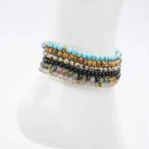 4mm Natural Turquoise, India Agate Summer Anklet