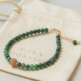 4mm Green Jade Beads Bracelet with 14k Chain, National Style Cuff