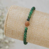 4mm Green Jade Beads Bracelet with 14k Chain, National Style Cuff