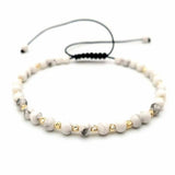 4mm Howlite Gemstone Beads Bracelet Chain Bohemian Style Pray Blessing