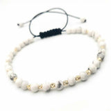 4mm Howlite Gemstone Beads Bracelet Chain Bohemian Style Pray Blessing