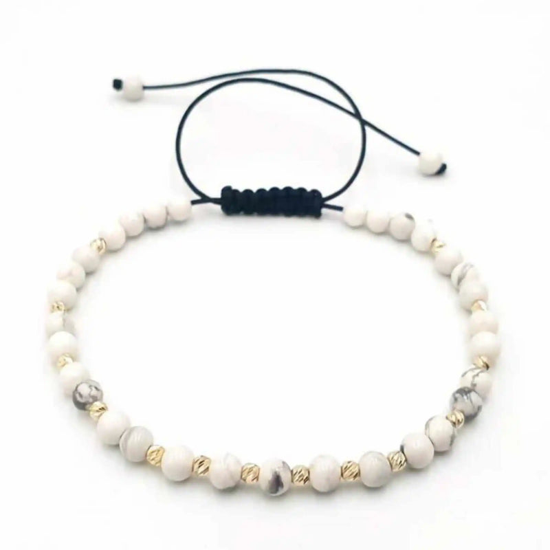 4mm Howlite Gemstone Beads Bracelet Chain Bohemian Style Pray Blessing