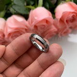 4mm Women's Tungsten Carbide Wedding Ring Matted Finish Beveled Edges