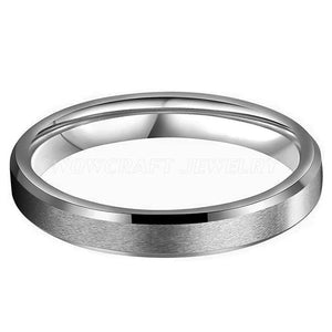4mm Women's Tungsten Carbide Wedding Ring Matted Finish Beveled Edges