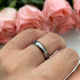 4mm Women's Tungsten Carbide Wedding Ring Matted Finish Beveled Edges