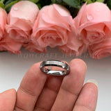 4mm Women's Tungsten Carbide Wedding Ring Matted Finish Beveled Edges