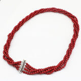 4mm Red Coral Round Beads Necklace Women Party Jewelry
