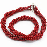 4mm Red Coral Round Beads Necklace Women Party Jewelry