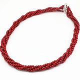 4mm Red Coral Round Beads Necklace Women Party Jewelry