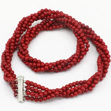 4mm Red Coral Round Beads Necklace Women Party Jewelry