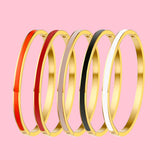 4mm Red Enamel Slip-on Bangle Womens Birthday Gift Stainless Steel