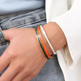 4mm Red Enamel Slip-on Bangle Womens Birthday Gift Stainless Steel